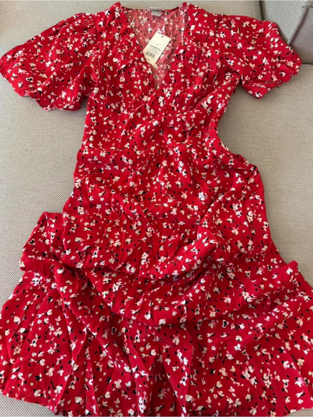 a new day Red Floral Ruffle Dress